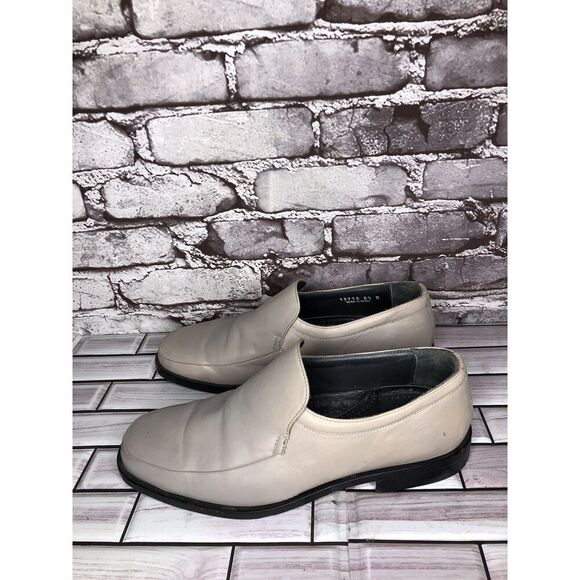 Sam Bork Fog Gray Leather Loafers Rubber Sole Dress Shoes Men’s Sz 8.5M US/42EU - Picture 15 of 16